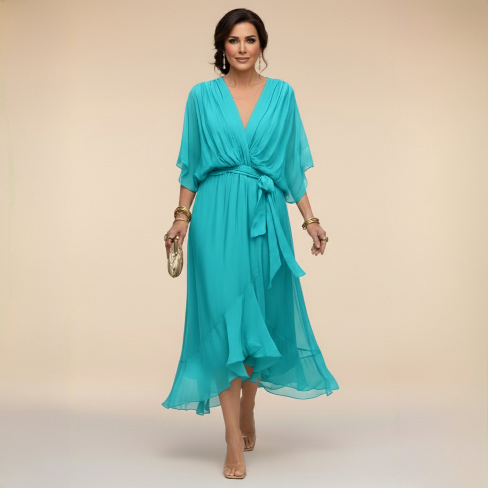 SORENA | ELEGANT V-NECK MAXI DRESS