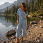 Elegant Wrap-Front Resort Style Jumpsuit