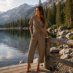 Elegant Wrap-Front Resort Style Jumpsuit