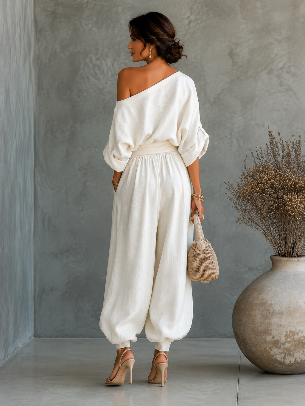 Trisha™ | Luxe Linen One-Shoulder Set