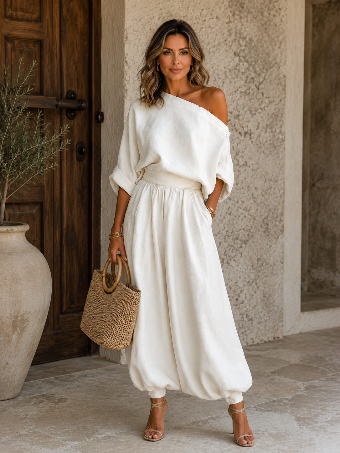 Trisha™ | Luxe Linen One-Shoulder Set