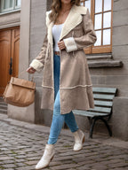 Salomé™ | Shearling-Trim Suede-Effect Longline Coat