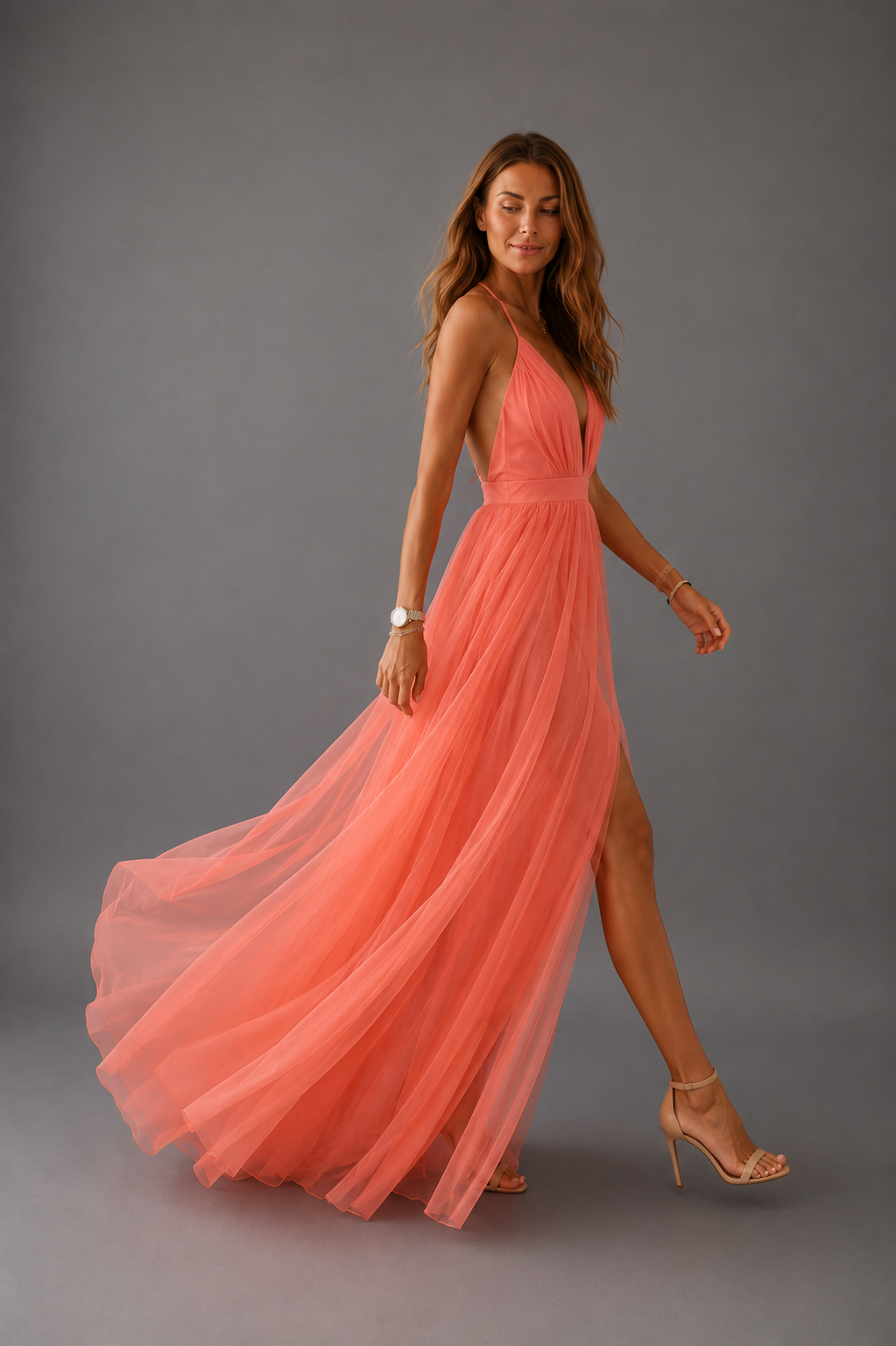 DELACROIX | Coral Light Maxi Dress