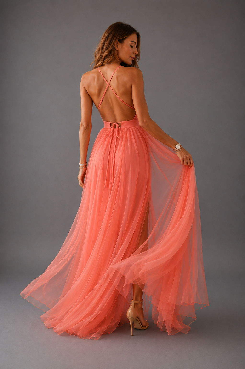 DELACROIX | Coral Light Maxi Dress