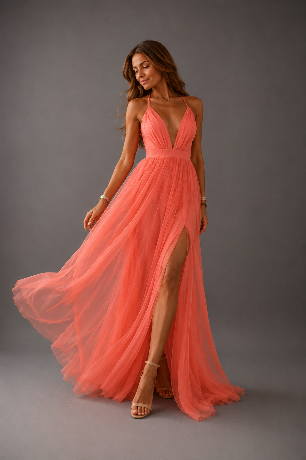 DELACROIX | Coral Light Maxi Dress