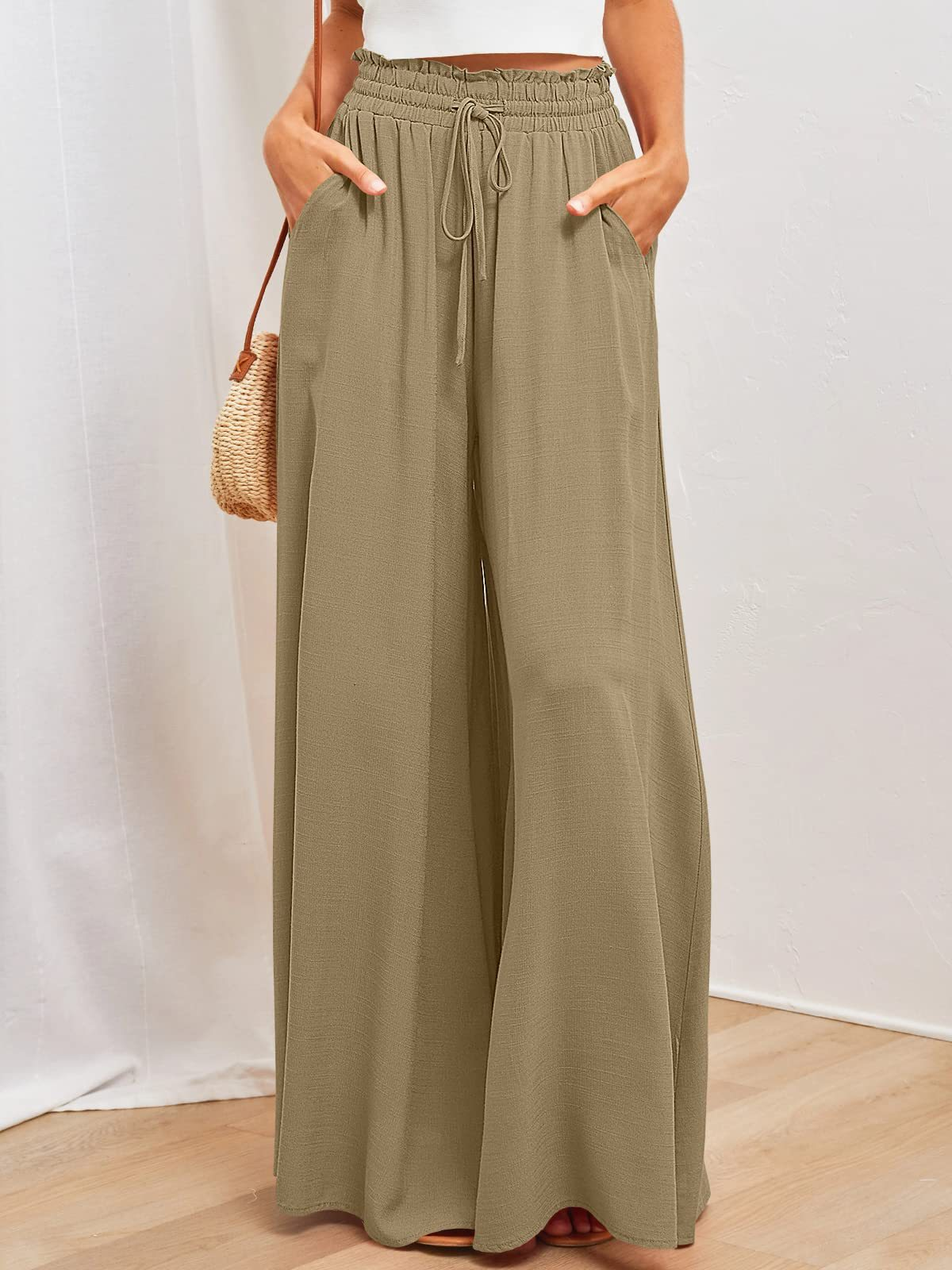 Boho Floral Print High-Waist Wide-Leg Pants